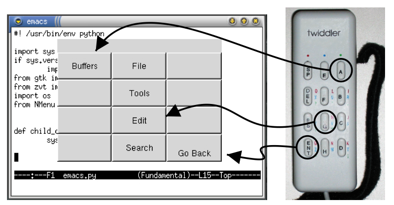 KeyMenu as shown on screen and Twiddler